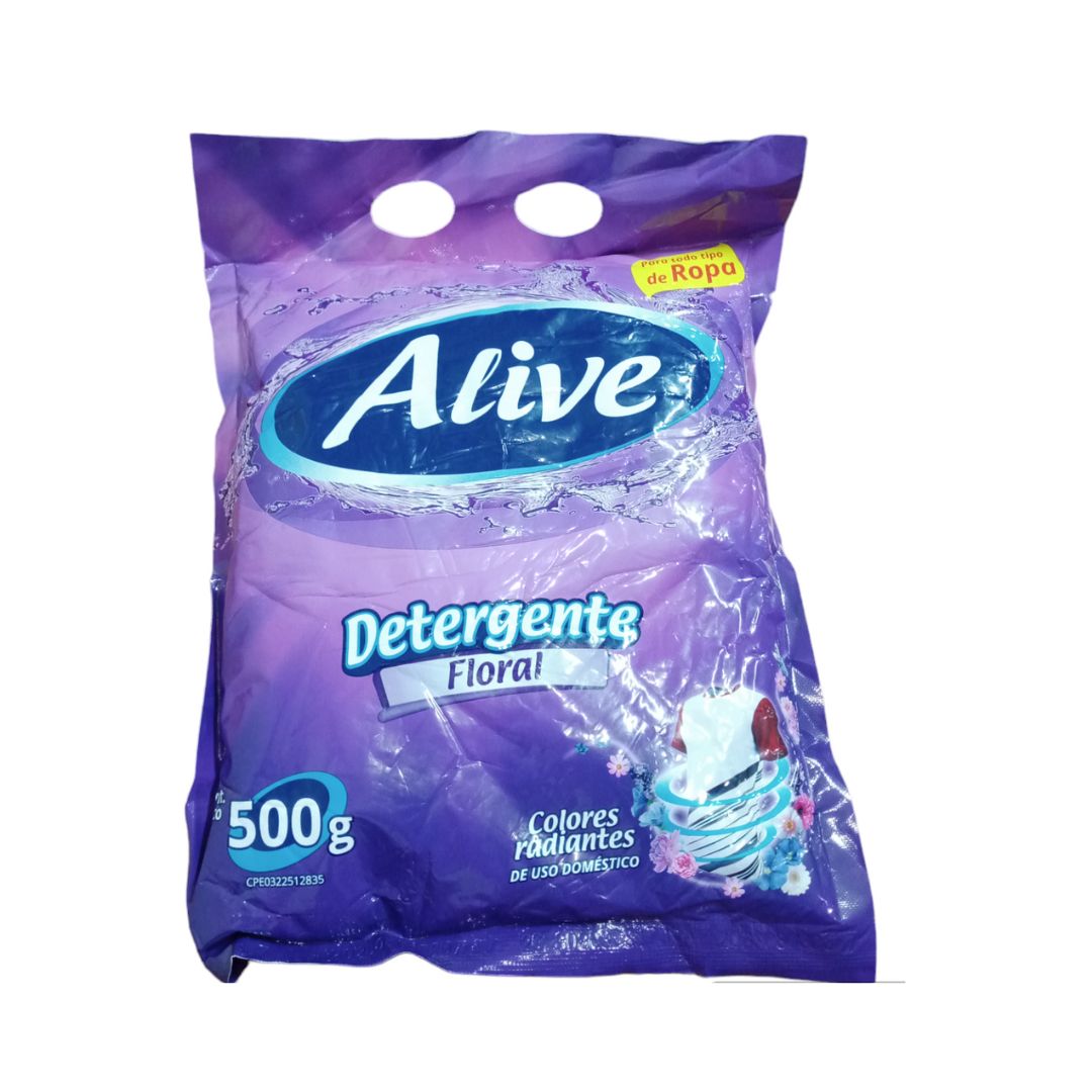 Detergente en Polvo Alive Morado con Blanqueador 500g