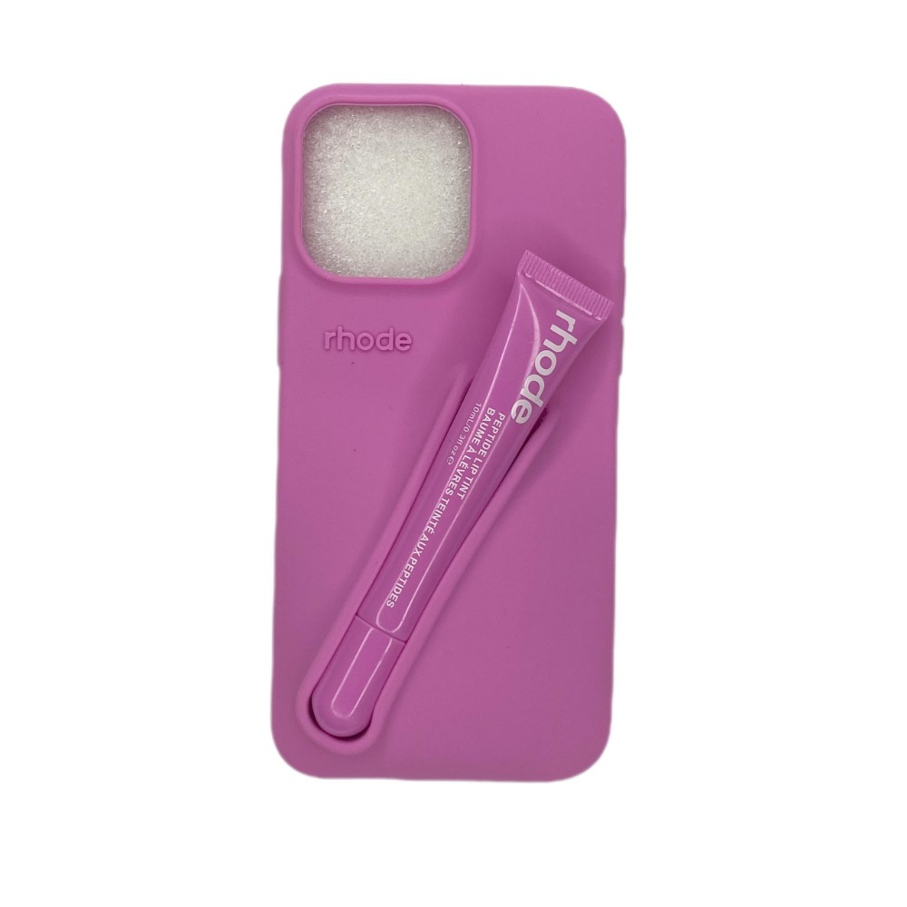 Forro con Labial – iPhone 14 Pro Max – Gris / Rosa