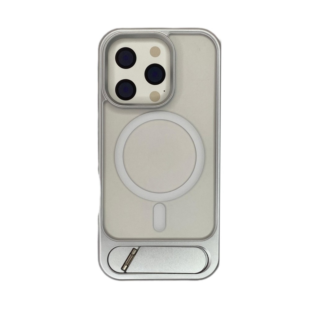 Forro Metálico MagSafe iPhone 16 Pro – Negro / Plateado / Vinotinto