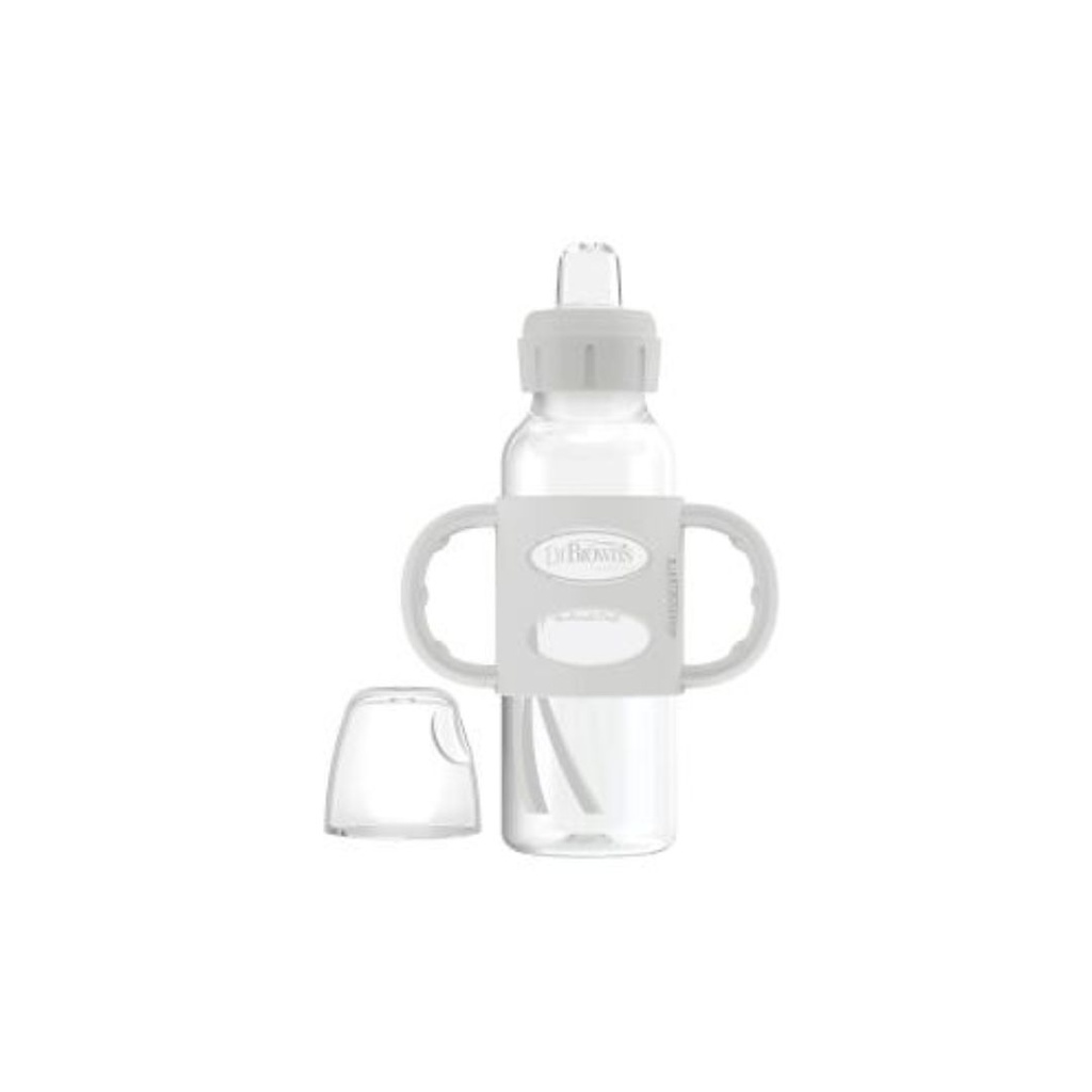 Tetero Angosto Boquilla Asas Silicon 8Oz Gris Dr Brown´S