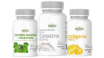 Kit ISIS Colágeno – Colágeno con Vitamina C · Calostro Bovino · Centella Asiatica con Alcachofa
