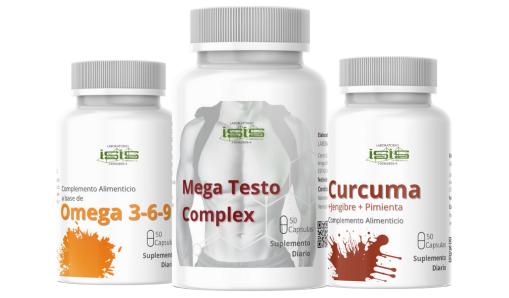Kit ISIS Masculino – Omega 3-6-9 · Megatesto Complex · Cúrcuma