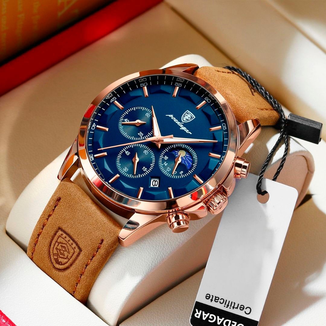 Reloj POEDAGAR P928 Elegante 42 mm con Correa de Cuero - Vista 3