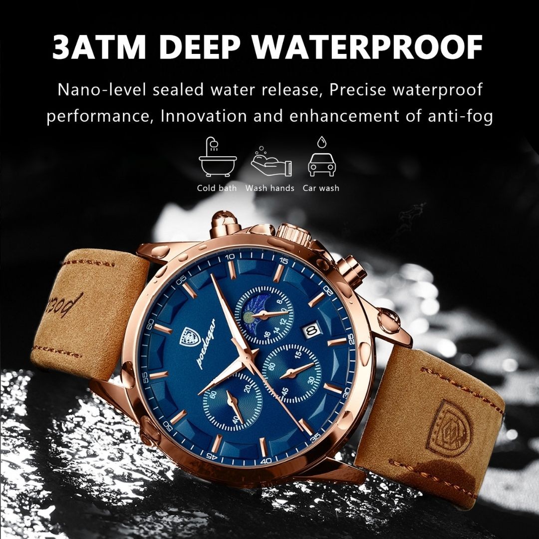 Reloj POEDAGAR P928 Elegante 42 mm con Correa de Cuero - Vista 4