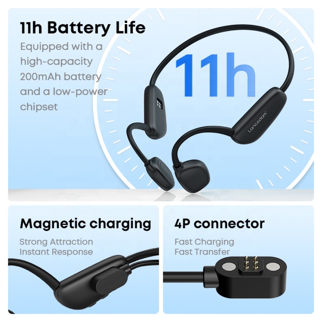 Auriculares de Conducción Ósea Langsdom BE12, 32 GB, IPX6, 11 h música, Bluetooth 5.3 - Vista 6
