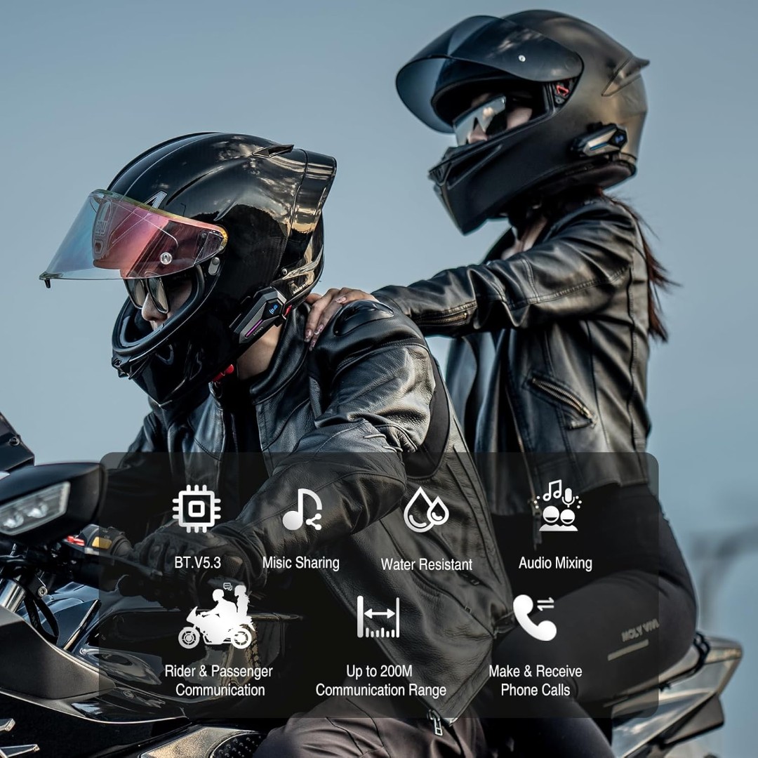Intercomunicador para Casco Moto Freedconn LUVIN G8 Alcance 300 m, Bluetooth 5.3, Batería 1000 mAh - Vista 3