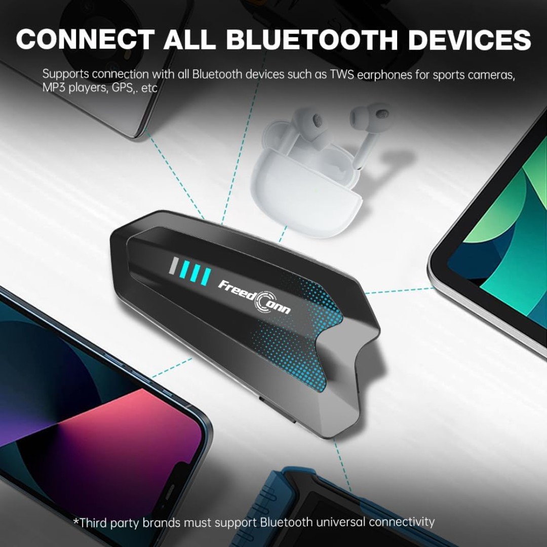 Intercomunicador para Casco Moto FreedConn HERO Alcance 1.5 km, Bluetooth 5.1, Batería 11100 mAh - Vista 3