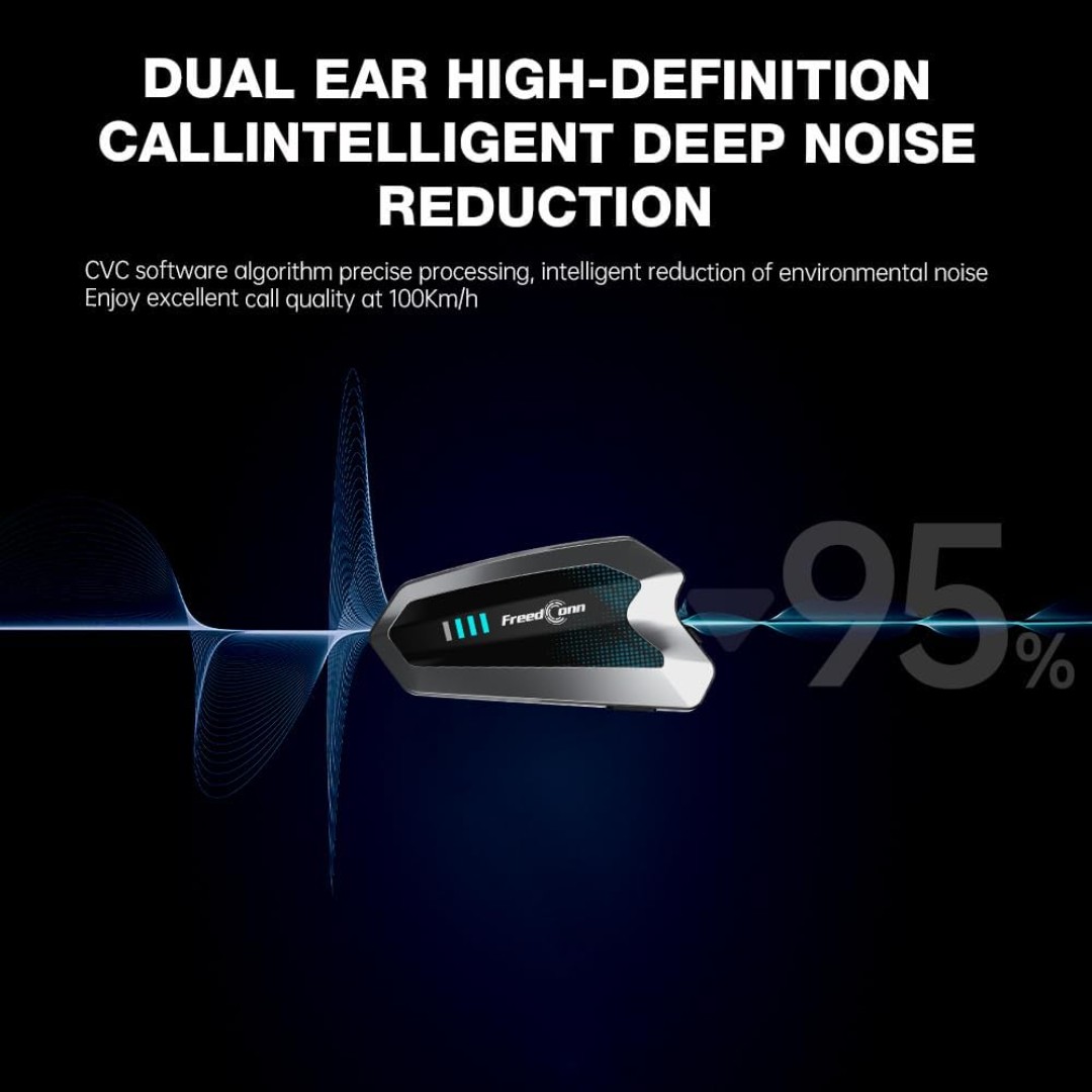 Intercomunicador para Casco Moto FreedConn HERO Alcance 1.5 km, Bluetooth 5.1, Batería 11100 mAh - Vista 5