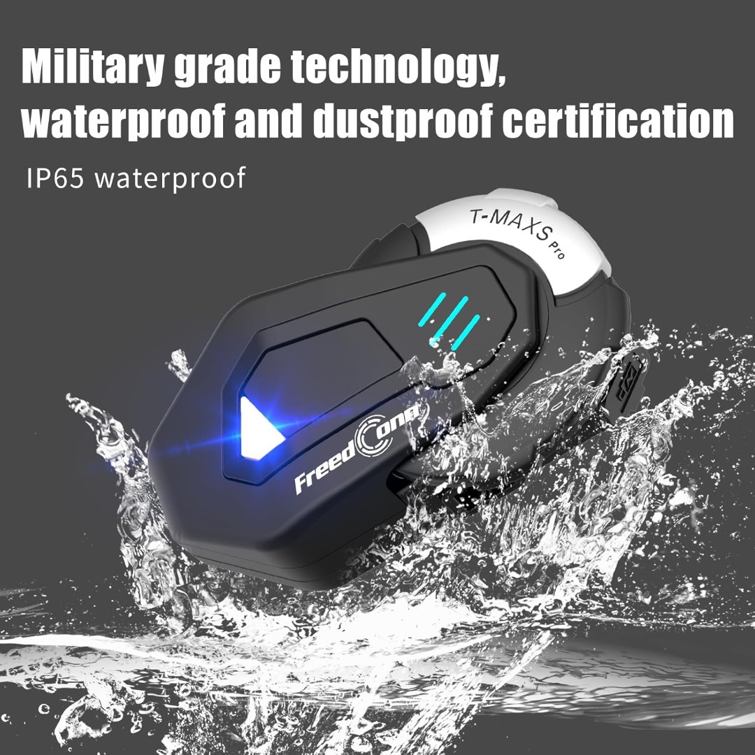 Intercomunicador para Casco Moto FreedConn TMAX S PRO Alcance 1.2 km, Bluetooth 5.0, Batería 570 mAh - Vista 5