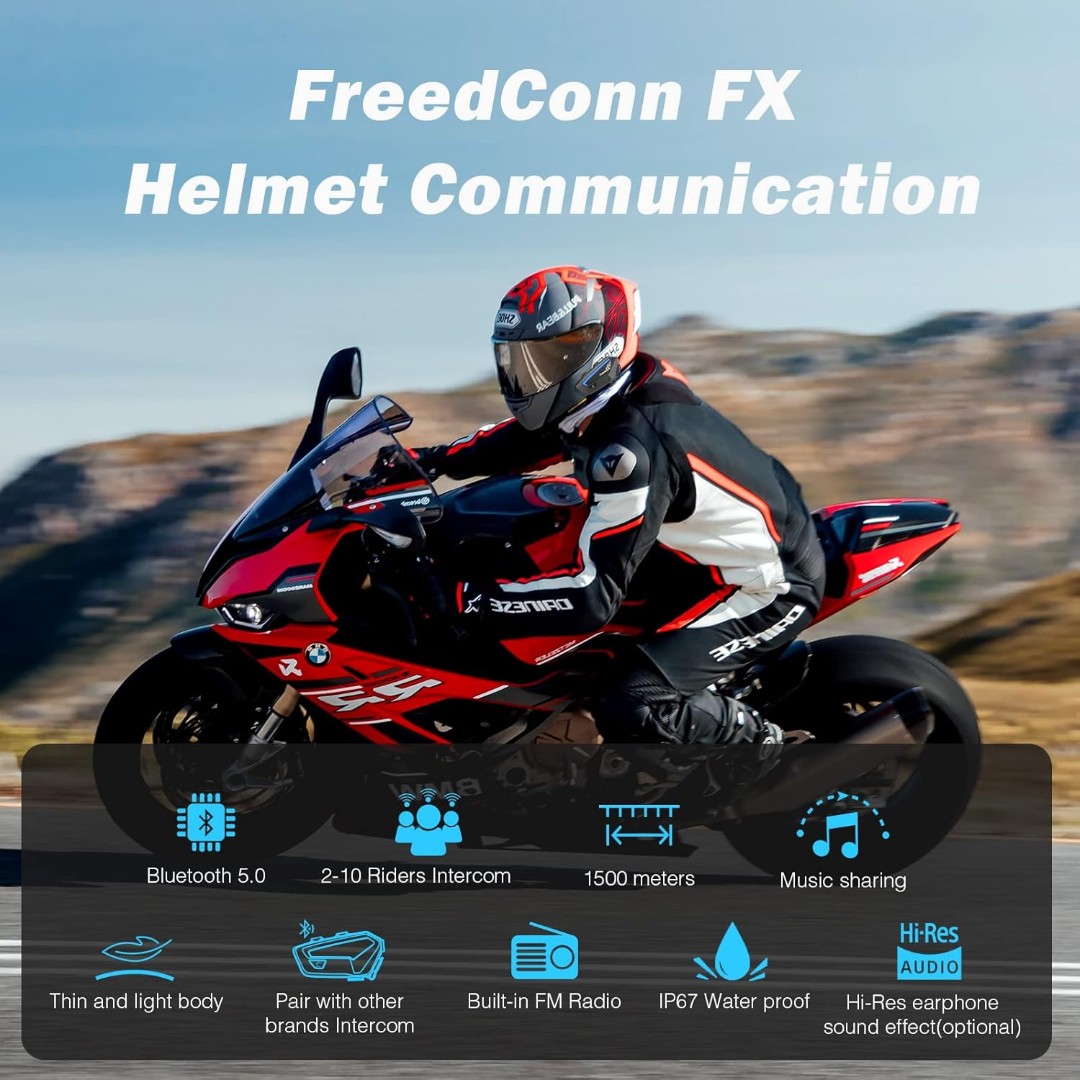 Intercomunicador para Casco Moto FreedConn FX Alcance 1 km, Batería 1100 mAh - Vista 2