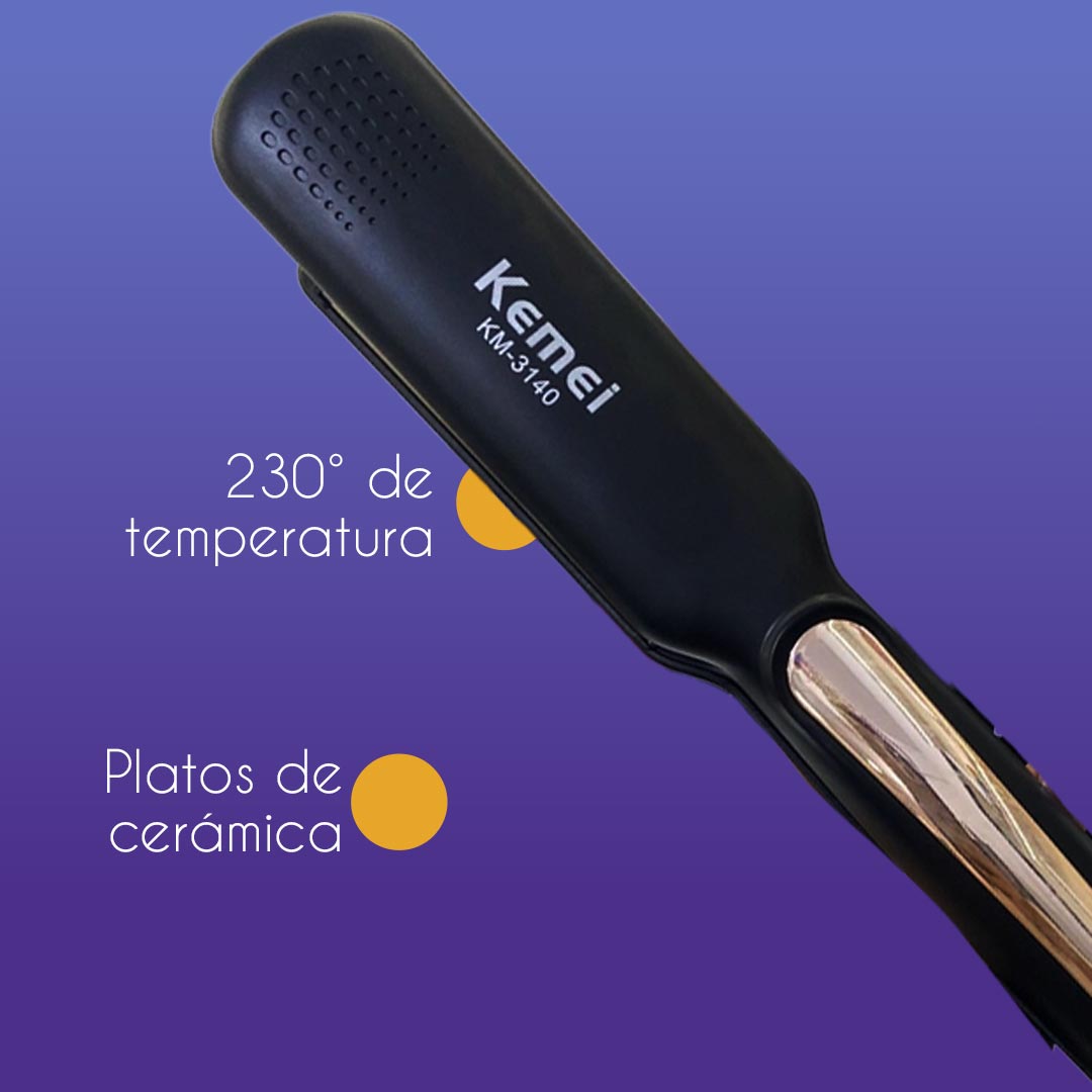 Plancha Kemei 3140 - Platos de Cerámica - 200° de Temperatura + Calienta en 30 Segundos - Vista 2
