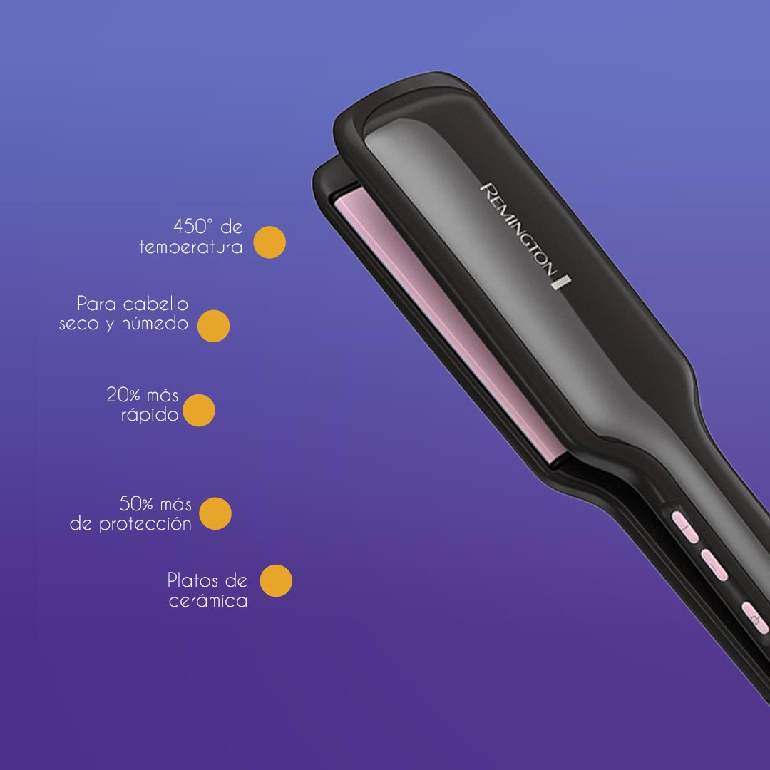 Plancha Remington S5630 - Platos de Cerámica 450° - 50% Más de Protección + Calentamiento Rápido - Vista 2