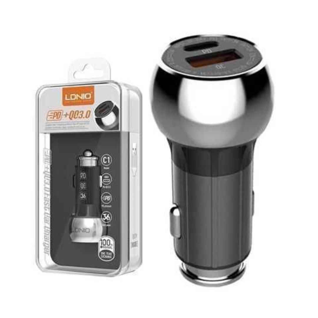 Cargador de Teléfono LDNIO 38W para Carro – USB-C PD + USB-A QC3.0 | Alta Velocidad - Vista 2