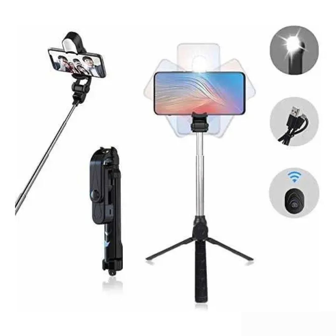 Trípode Monopod Extensible Con Luz Bluetooth Soporte Telefon