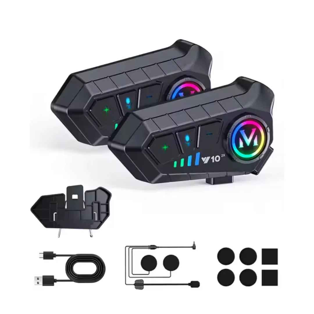 Par Audifono Inalambrico Intercomunicador V10 Moto Bluetooth