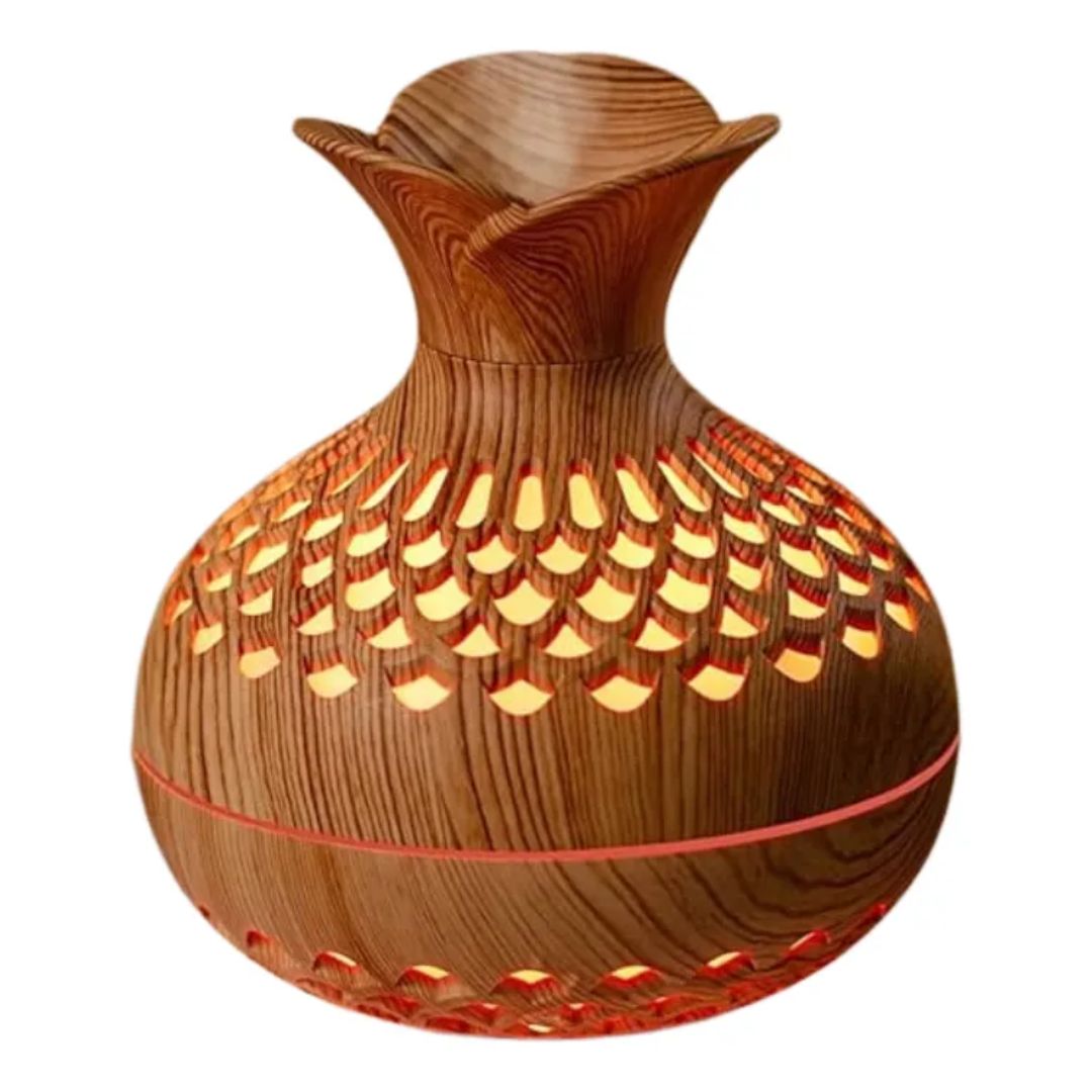 Humidificador Flor Rgb Aromas Madera Esencia De Regalo