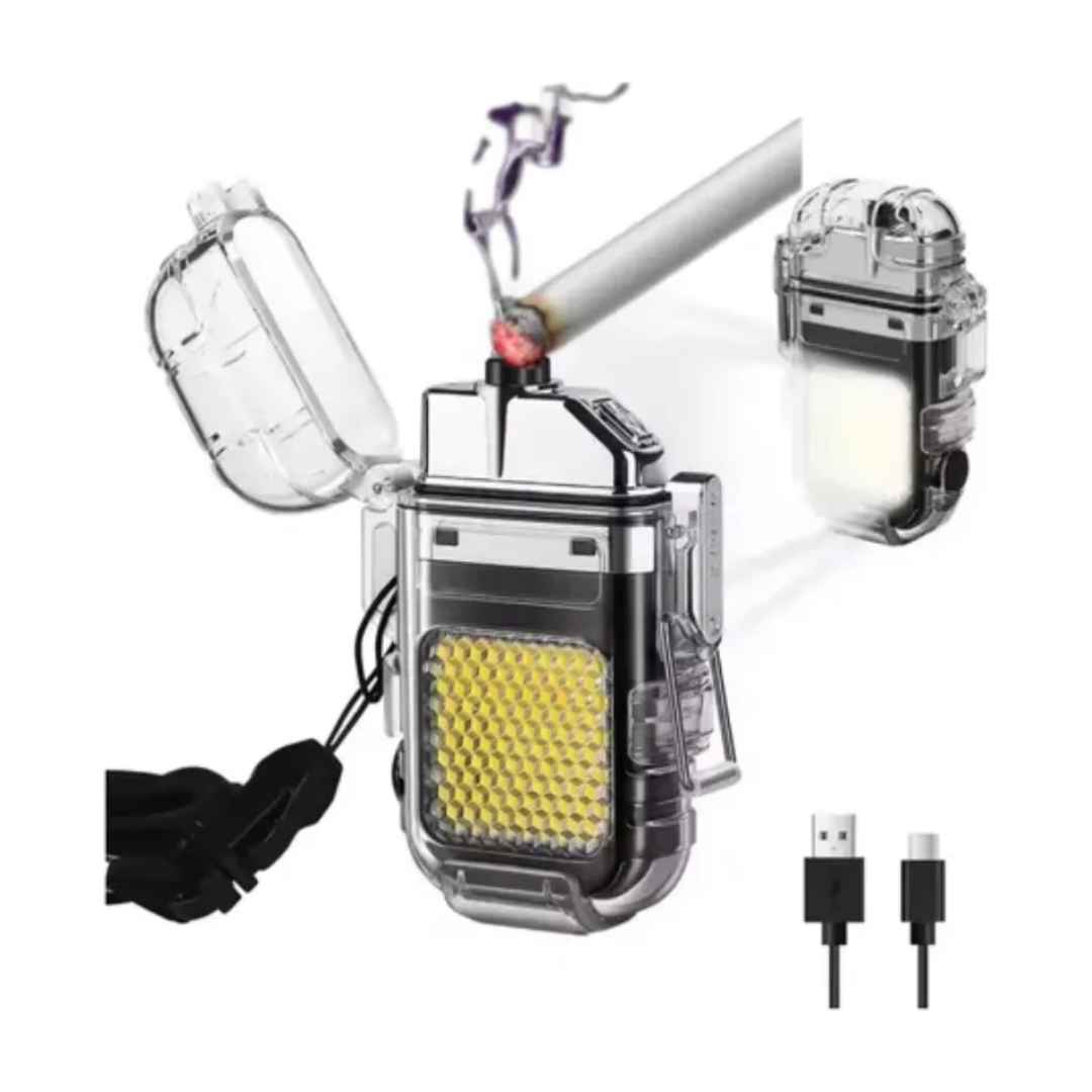 Encendedor Yesquero Electrico Linterna Led Llavero Multiusos