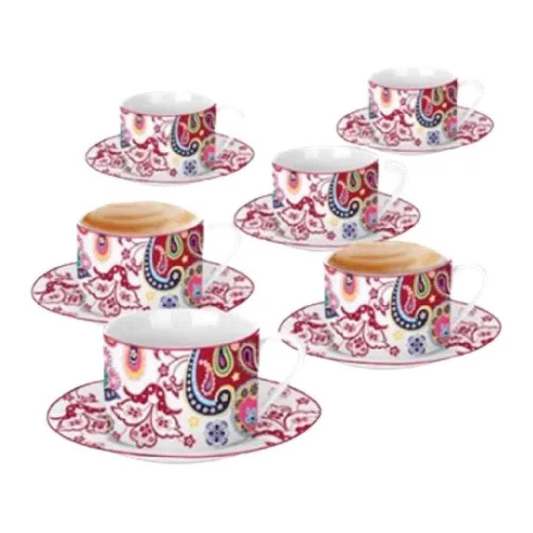 JUEGO DE 6 TAZAS CON PLATOS PARA CAFÉ CON LECHE