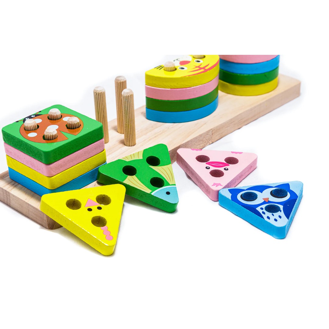 Apilable de Figuras de Madera – Clasificador Educativo 16 Piezas - Vista 4