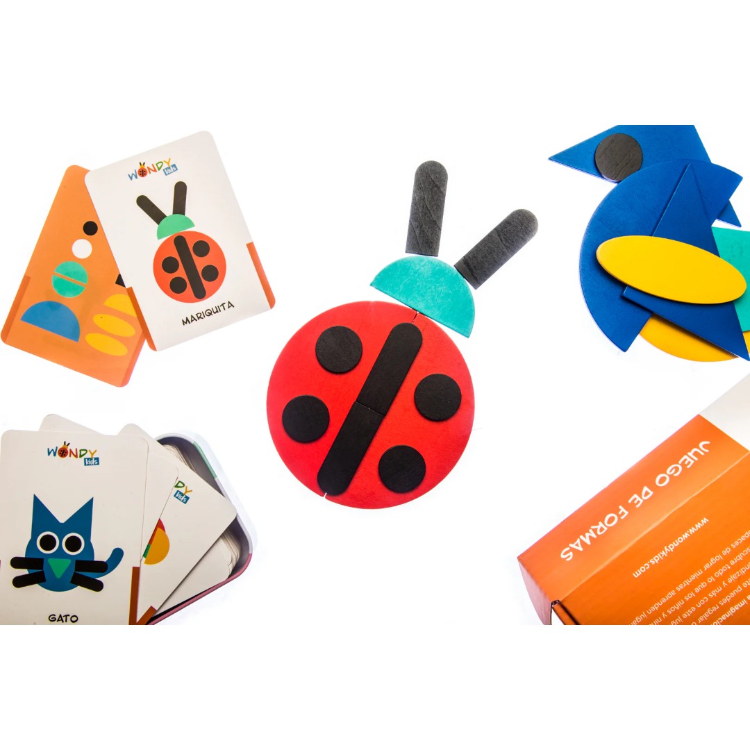 Juego de Formas de Madera – 36 Piezas con 60 Tarjetas de Patrones