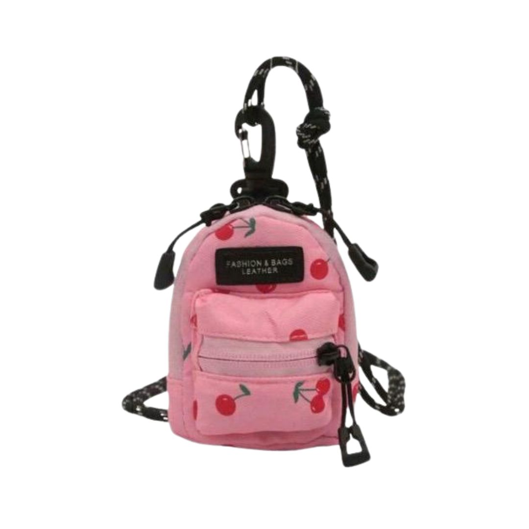 Mini morral rosado cerezas