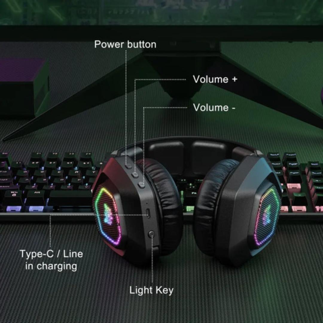 Audífono Gamer Inalámbrico Micrófono Bluetooth Recargable - Vista 6