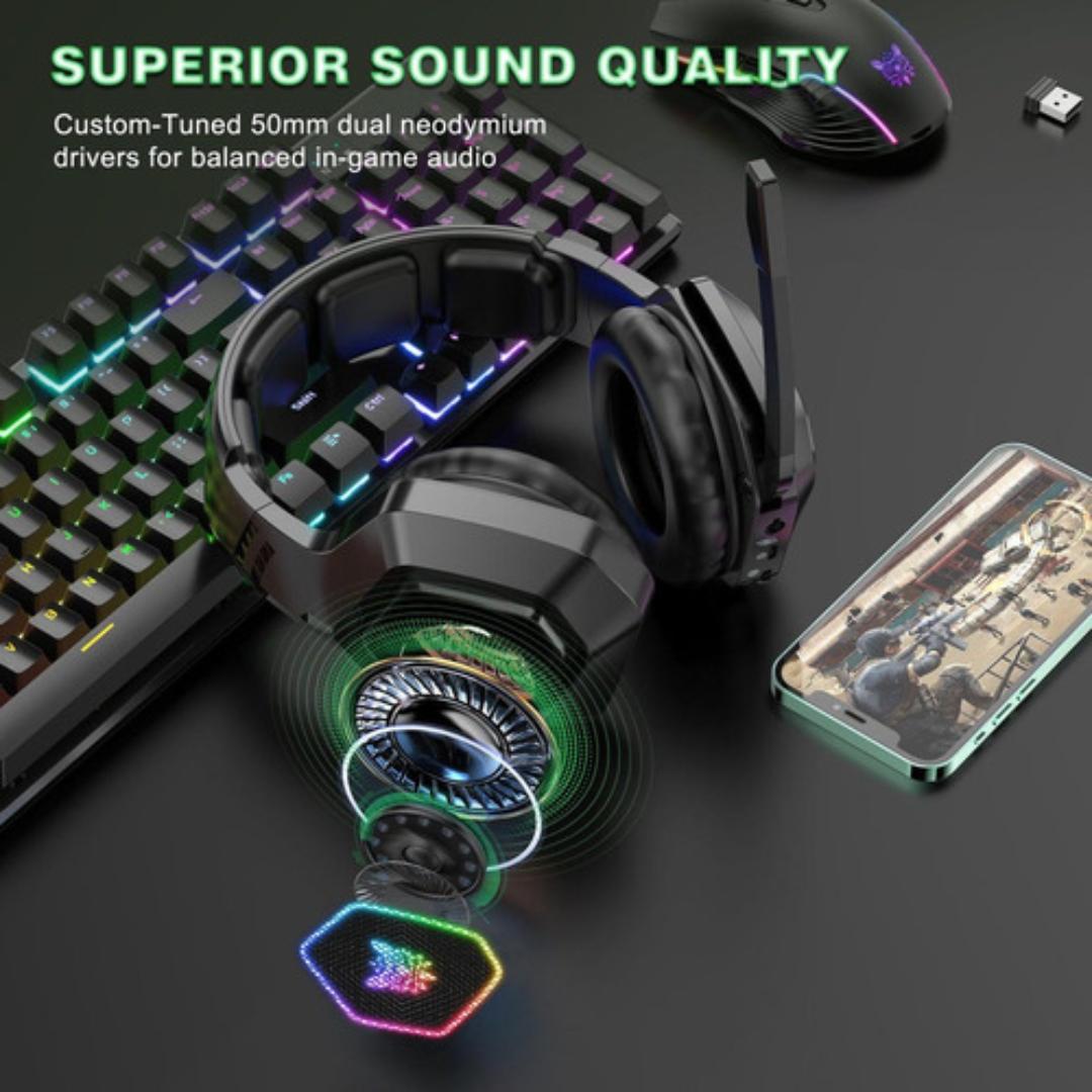 Audífono Gamer Inalámbrico Micrófono Bluetooth Recargable - Vista 3