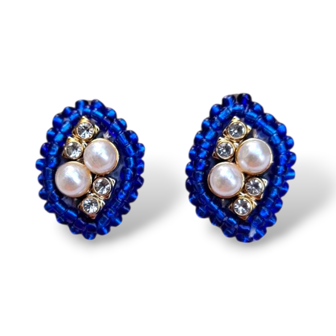 Zarcillos Danika Accesorios Lana azules con perlas