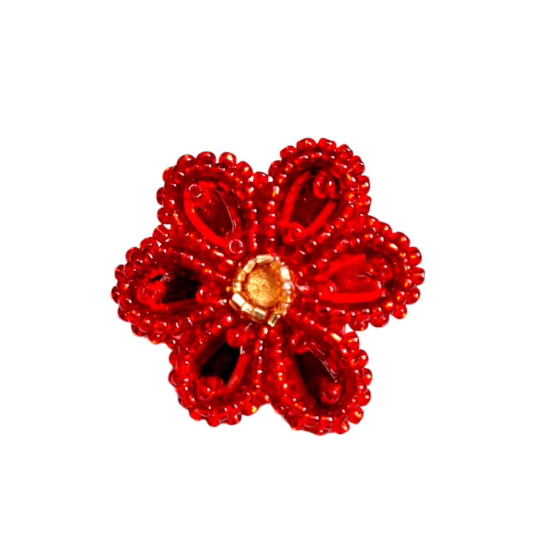 Anillo Ajustable Danika Accesorios de Flor Roja