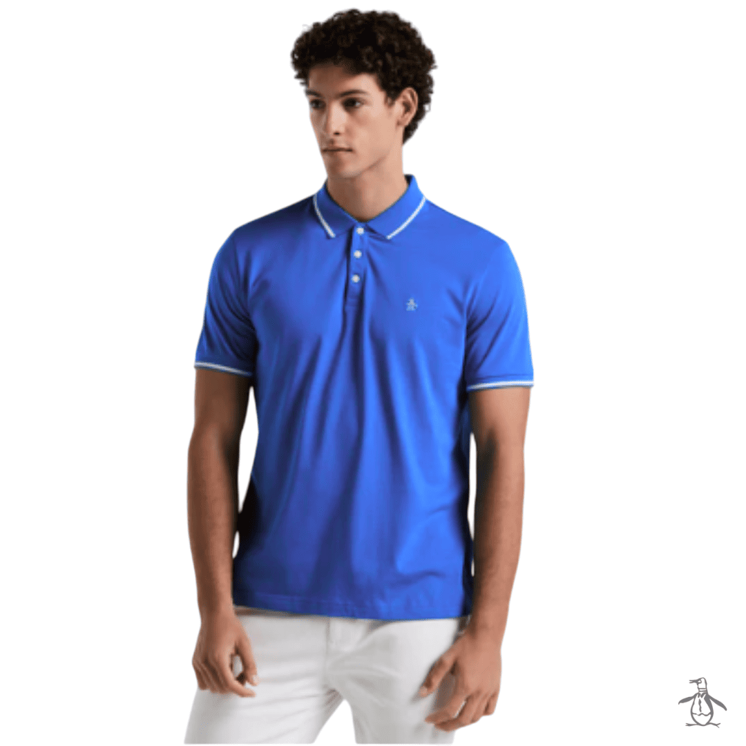 Polo Azul Detalle Cuello Original Penguin L