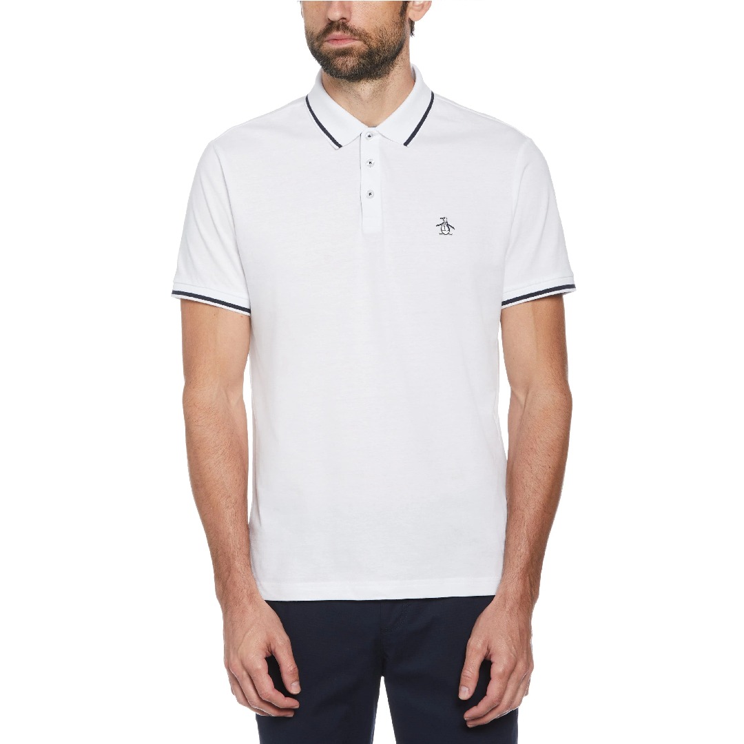 Polo Blanca con Detalles Negro Original Penguin