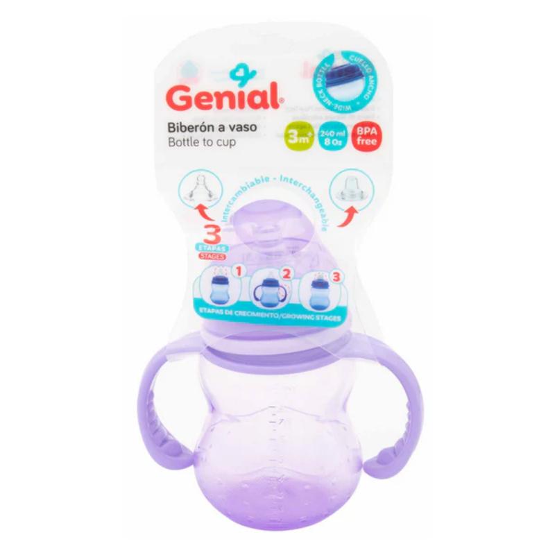 Biberón A Vaso De 240ml/8oz Morado Genial Para Bebé